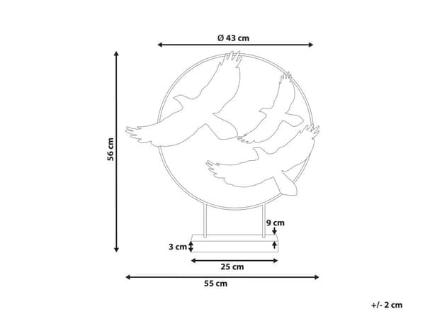 Dekorativ figur Flerfarget jern 56 cm Statue med fugler på stativ Statuette Ornament Dekor tilbehør
