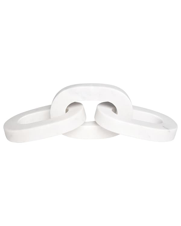 Dekorativ kjettinglenke Hvit Marmor 32 x 11 cm Skulptur Minimalistisk stil Dekorasjon