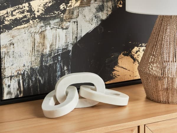 Dekorativ kjettinglenke Hvit Marmor 32 x 11 cm Skulptur Minimalistisk stil Dekorasjon