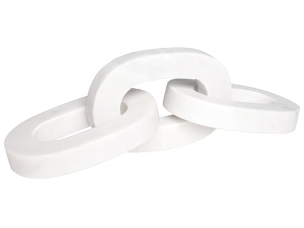 Dekorativ kjettinglenke Hvit Marmor 32 x 11 cm Skulptur Minimalistisk stil Dekorasjon