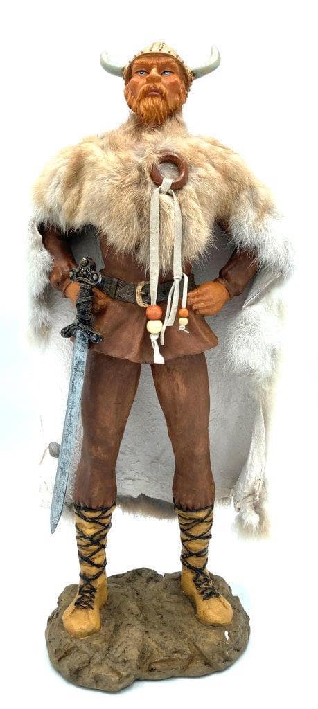Extra large Viking warrior hand painted figure sword and helmet