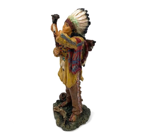 Native american with wooden stick