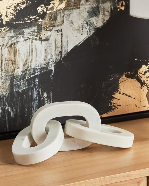 Dekorativ hvid 32 x 11 cm marmor håndlavet dekorativ kæde moderne minimalistisk stil