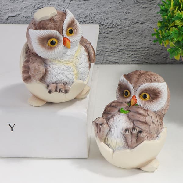 INF Søt Q-versjon Owl Resin Håndverk Balkong Landscaping dekorasjoner