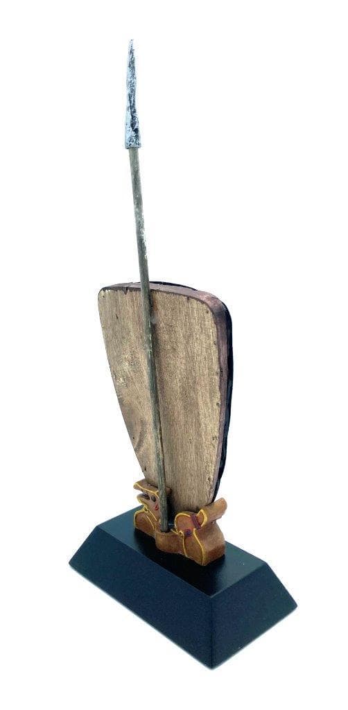Viking shield hand painted yellow with spear