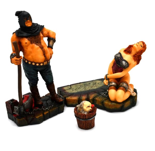Large hand painted executioner with prisoner
