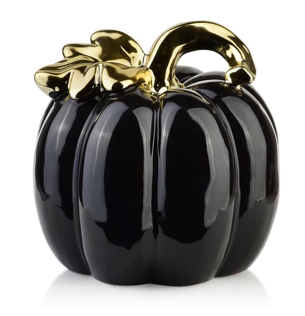 MAVE Pumpkin figuuri lehdellä 16x16x15,6cm musta