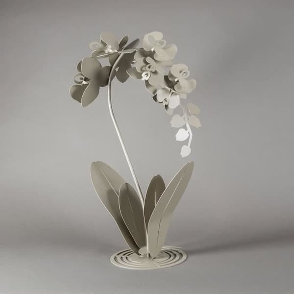 Orkidé - Metallurgisk växt - Prydnadsväxt i laserlackerad metall - L 33 cm, D 16 cm, h 58 cm