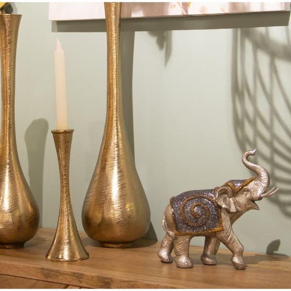 Prydnadsfigur Alexandra House Living Silvrig Plast Elefant 12 x 24 x 23 cm