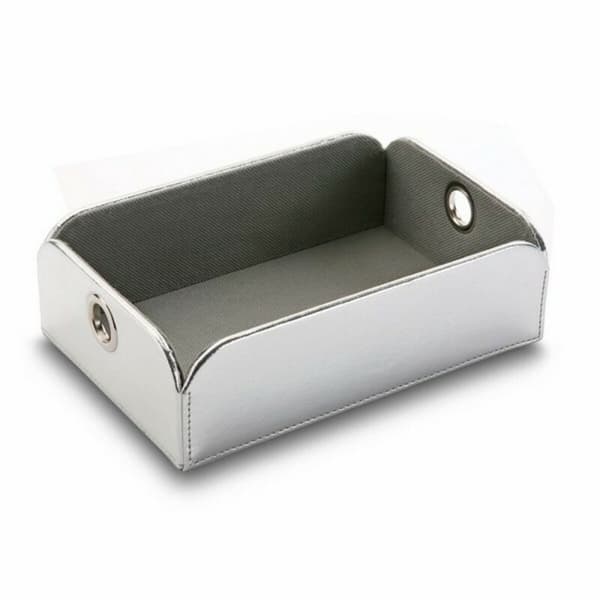 Betjäningsbricka Versa Silver Konstläder Metall (13 x 6,5 x 20 cm)