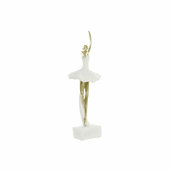 Prydnadsfigur DKD Home Decor 13,5 x 12,5 x 40 cm Gyllene Vit Harts Balettdansare
