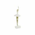 Miniatyrbild 2 av 3: Prydnadsfigur DKD Home Decor 13,5 x 12,5 x 40 cm Gyllene Vit Harts Balettdansare