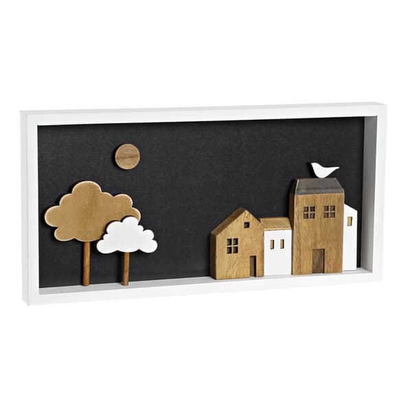 Väggdekoration DKD Home Decor Vit Brun Hus Urban 40 x 3,5 x 20 cm