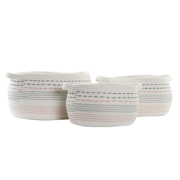 Korg - set DKD Home Decor Vit Svart Orange 52 x 43 x 25 cm