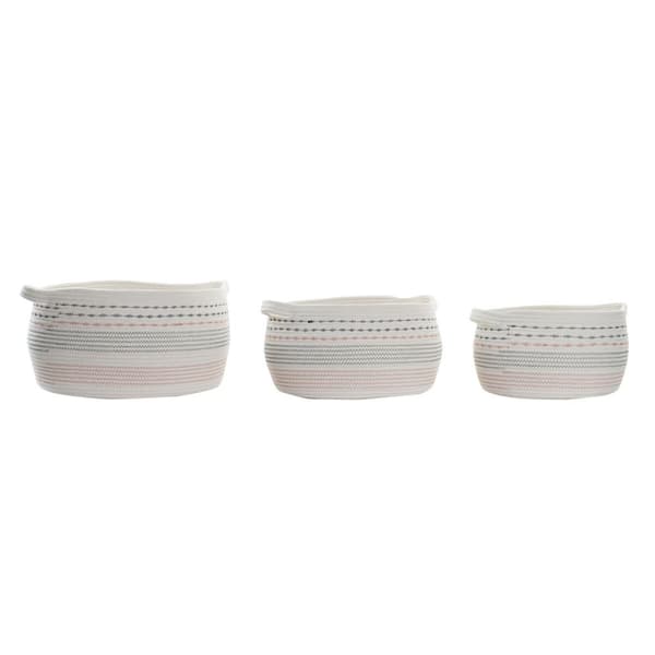 Korg - set DKD Home Decor Vit Svart Orange 52 x 43 x 25 cm