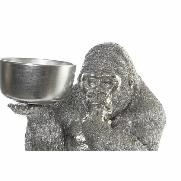 Prydnadsfigur DKD Home Decor Silvrig Harts Gorilla (32 x 26,5 x 36 cm)