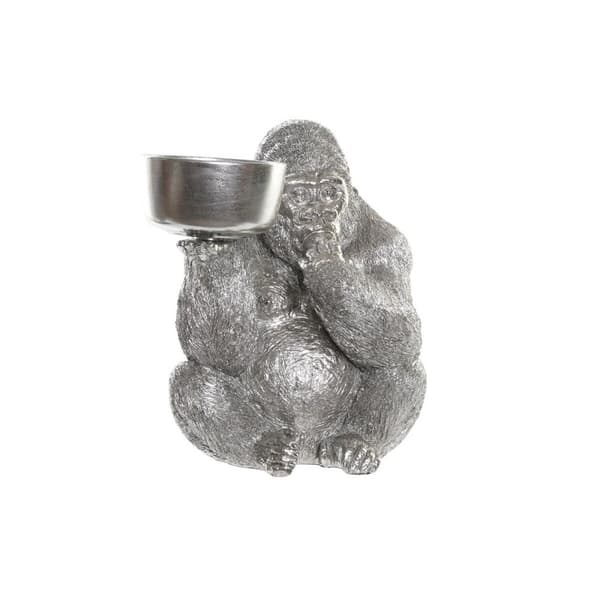 Prydnadsfigur DKD Home Decor Silvrig Harts Gorilla (32 x 26,5 x 36 cm)