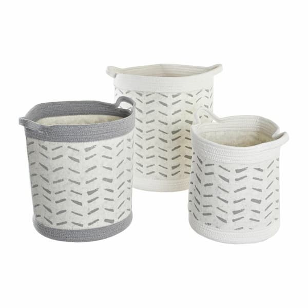 Korg - set DKD Home Decor Grå Bomull (3 Delar) (35 x 35 x 40 cm)