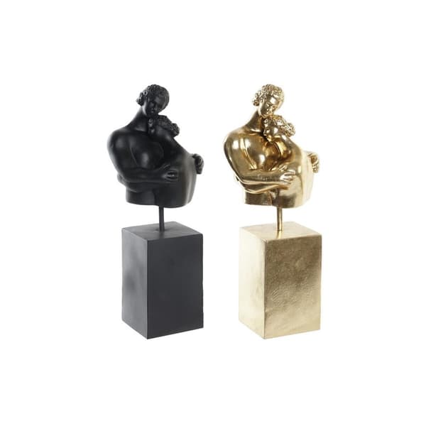 Prydnadsfigur DKD Home Decor Par Svart Gyllene 15,5 x 13,5 x 37,5 cm (2 antal)