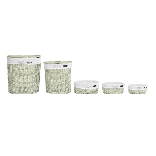 Korgset DKD Home Decor Grön vide 51 x 37 x 56 cm (5 Delar)