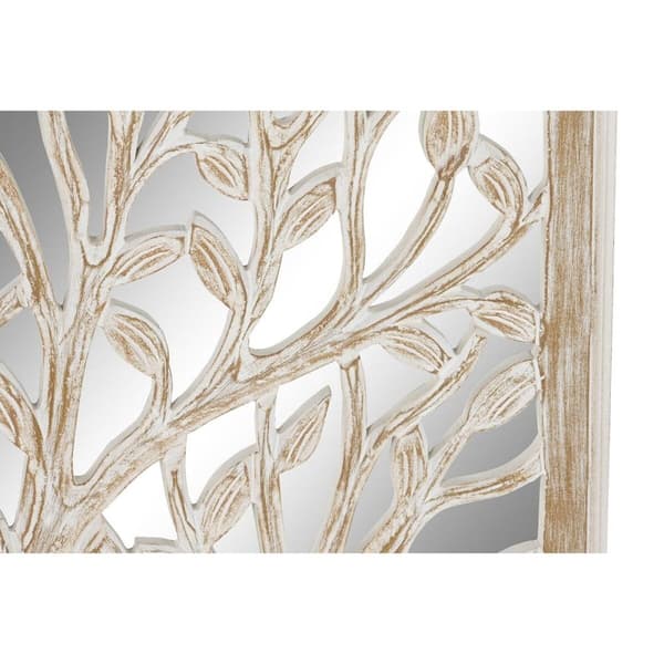 Väggdekoration DKD Home Decor Speglar Träd Vit Trä MDF (45 x 2,5 x 65 cm)