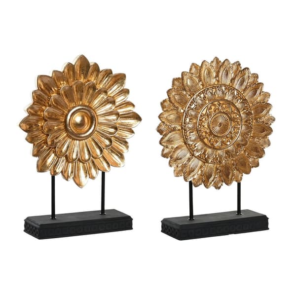 Prydnadsfigur DKD Home Decor 25 x 8 x 34 cm Svart Gyllene Modern Cirklar (2 antal)
