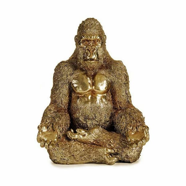 Prydnadsfigur Gorilla Yoga Gyllene 19 x 26,5 x 22 cm (4 antal)