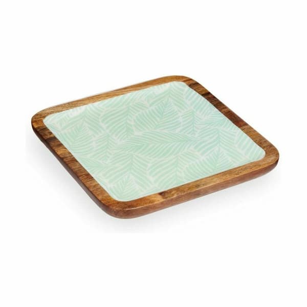Bordsdekoration Vit Brun Grön Löv av en växt 25 x 25 cm (6 antal)