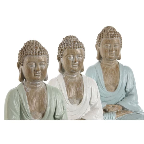 Prydnadsfigur Home ESPRIT Vit Grön Turkos Buddha Orientalisk 14 x 10,5 x 18,5 cm (3 antal)