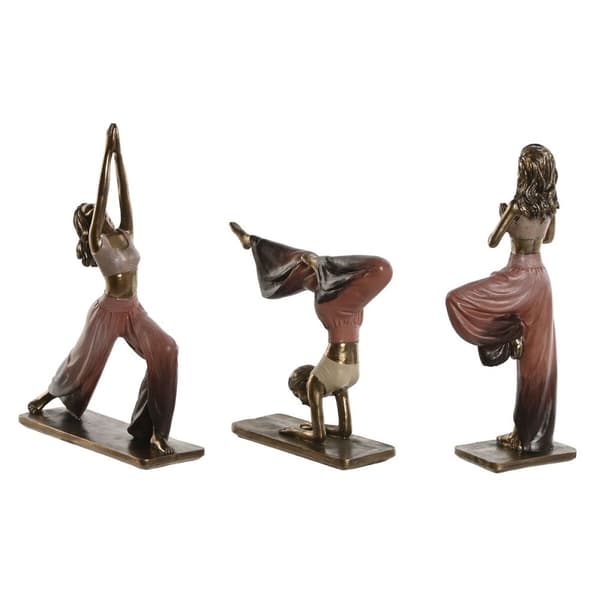 Prydnadsfigur Home ESPRIT Rosa Gyllene Yoga Scandi 19 x 6 x 26 cm (3 antal)