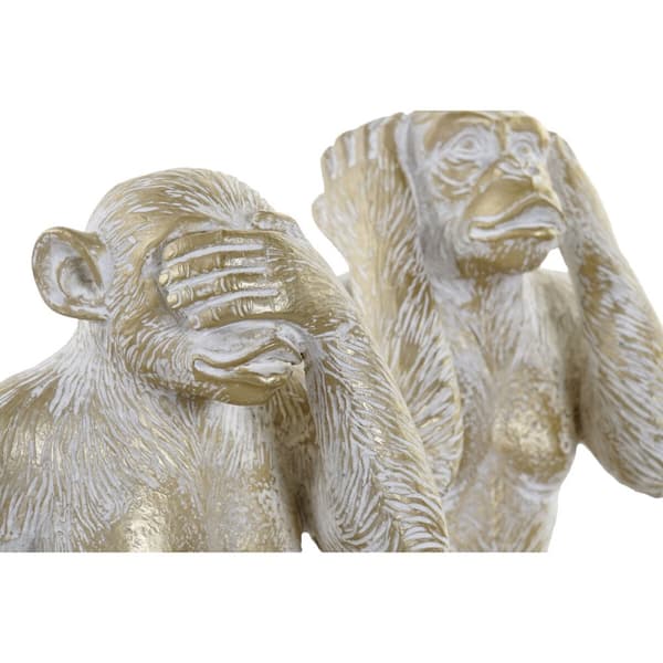 Prydnadsfigur Home ESPRIT Gyllene Apa Tropiskt 21 x 17 x 25 cm (3 antal)