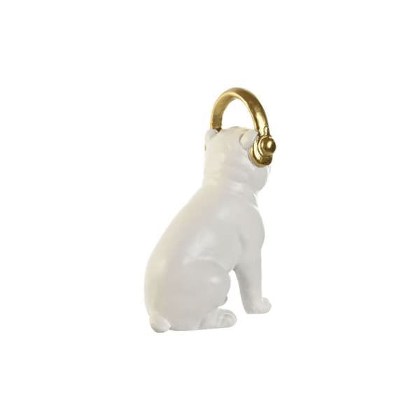 Prydnadsfigur Home ESPRIT Vit Svart Gyllene Hund 12 x 18 x 30 cm (2 antal)