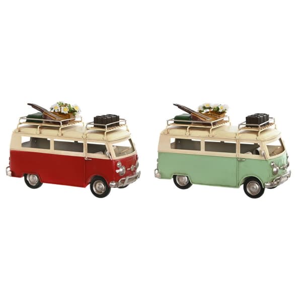 Prydnadsfigur Home ESPRIT Skåpbil Röd Grön Vintage 25 x 12 x 17 cm (2 antal)