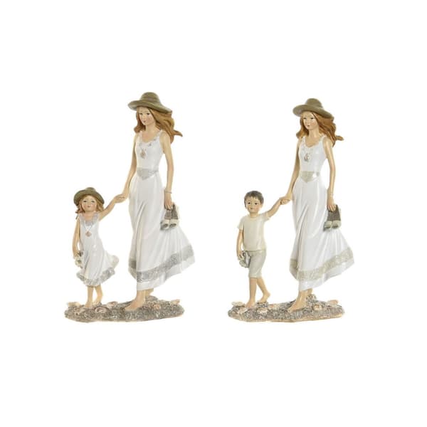 Prydnadsfigur Home ESPRIT Vit Beige 14,5 x 8 x 24,5 cm (2 antal)