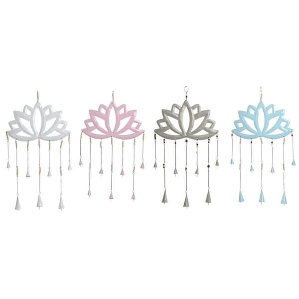 Hängdekoration Home ESPRIT Blå Vit Grå Rosa Järn Orientalisk Lotus Flower (4 antal)