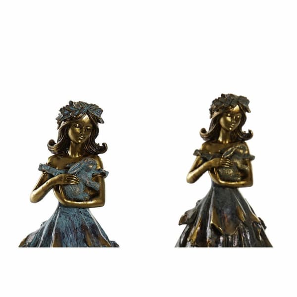 Dekorativ figur DKD Home Decor 17 x 12,5 x 29,5 cm Dame Blå Kobber Harpiks
