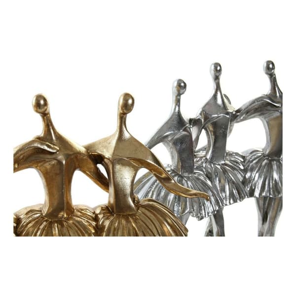 Dekorativ figur DKD Home Decor 33,5 x 14,5 x 32 cm Sølvfarvet Gylden Harpiks Ballet ballerina