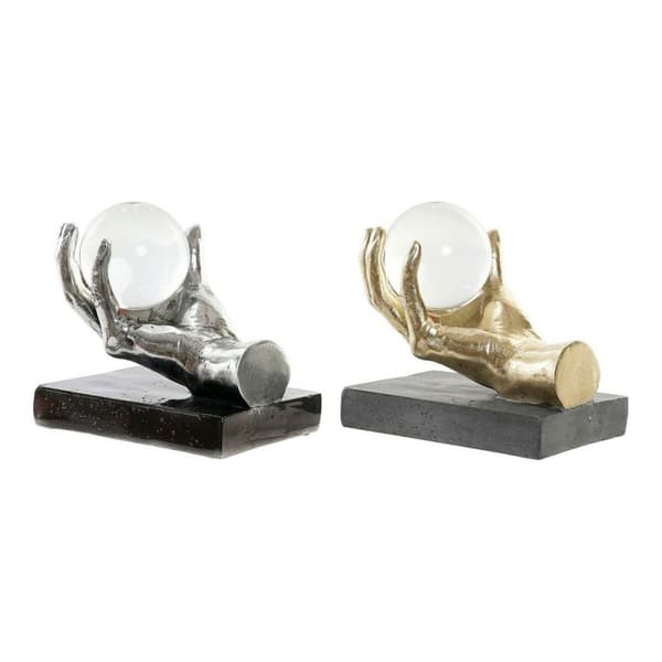 Dekorativ figur DKD Home Decor Krystal Sølvfarvet Gylden Harpiks Hånd 20 x 14 x 18 cm