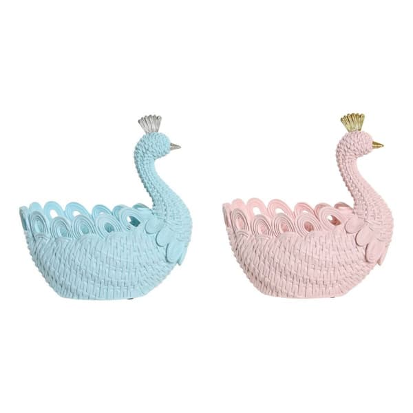Bakke til småting DKD Home Decor Harpiks Aluminium Romantisk 23 x 14,3 x 23 cm (2 enheder)