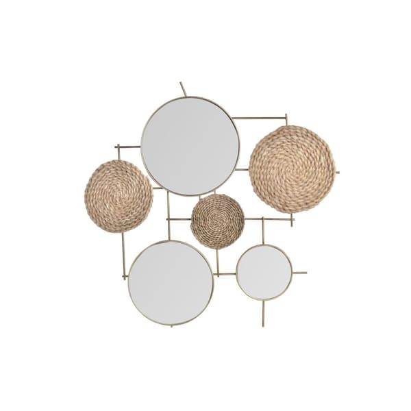 Vægdekoration DKD Home Decor Spejl Natur Metal Brun Kobber Fiber (72 x 3,5 x 74 cm)