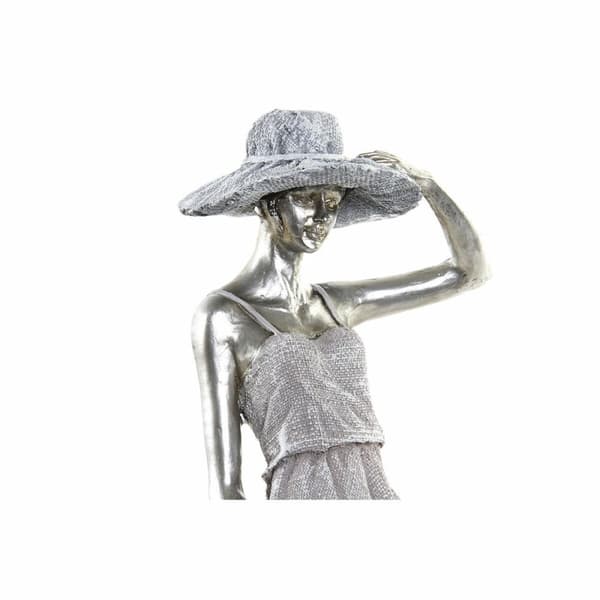 Dekorativ figur DKD Home Decor Dame Sølvfarvet Cykel Metal Harpiks (27,5 x 9,5 x 34,5 cm)