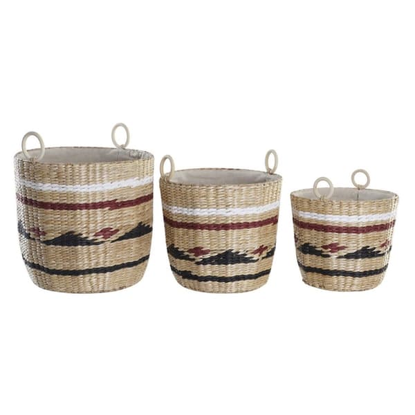 Kurvesæt DKD Home Decor Polyester Kolonistil Fiber (38 x 38 x 36 cm)