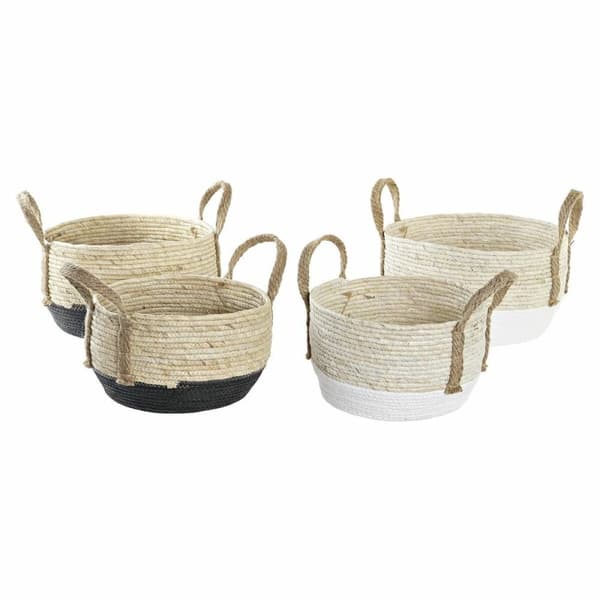 Kurvesæt DKD Home Decor 33 x 33 x 20 cm Naturlig fiber (2 enheder)