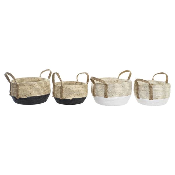 Kurvesæt DKD Home Decor 33 x 33 x 20 cm Naturlig fiber (2 enheder)