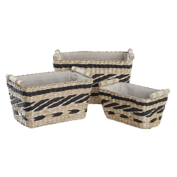 Kurvesæt DKD Home Decor Polyester Kolonistil Fiber (38 x 26 x 24 cm)