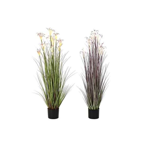 Dekorativ plante DKD Home Decor Metal Orange Grøn Bourgogne PVC 35 x 35 x 114 cm (2 enheder)