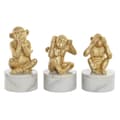 Miniatyrbillede 1 af 3: Dekorativ figur DKD Home Decor Hvid Gylden Tropisk Aber 10,5 x 10,5 x 18,5 cm (3 Dele)