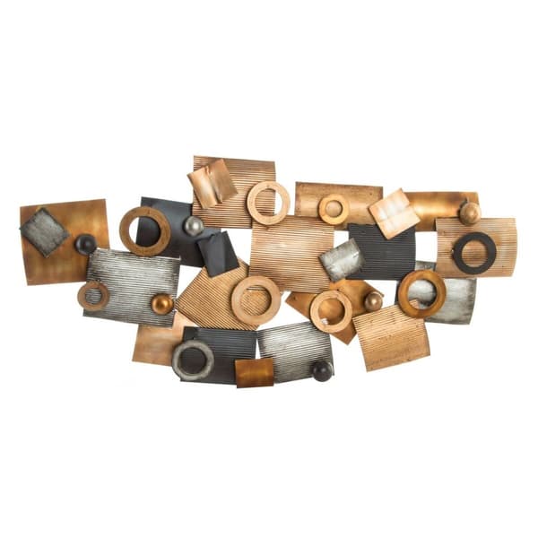 Vægdekoration DKD Home Decor Abstrakt Grå Metal Kobber Moderne Cirkler (109 x 7 x 53 cm)