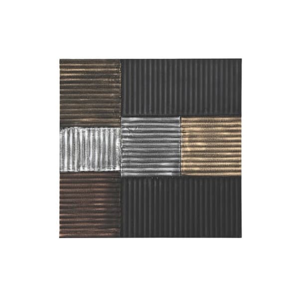 Vægdekoration DKD Home Decor Sort Gylden Glamour Moderne Træ MDF (91 x 3 x 91 cm)