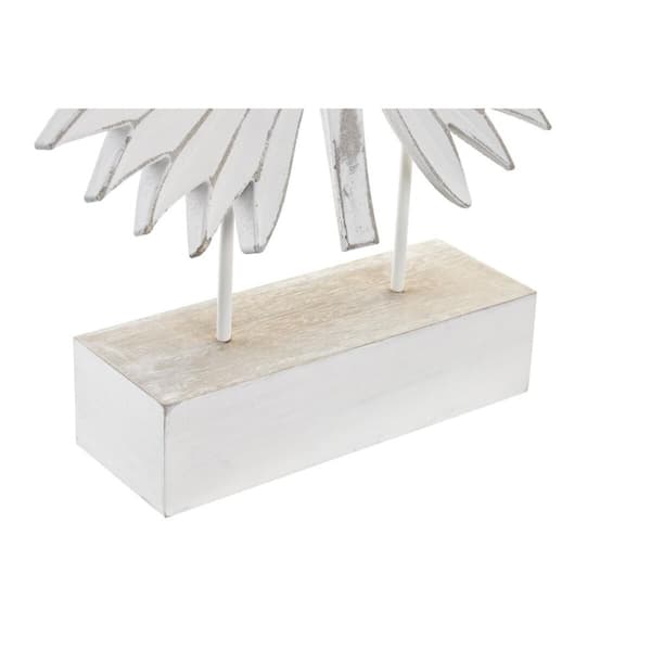 Dekorativ figur DKD Home Decor 36 x 7 x 46 cm Hvid Tropisk Blad af en plante